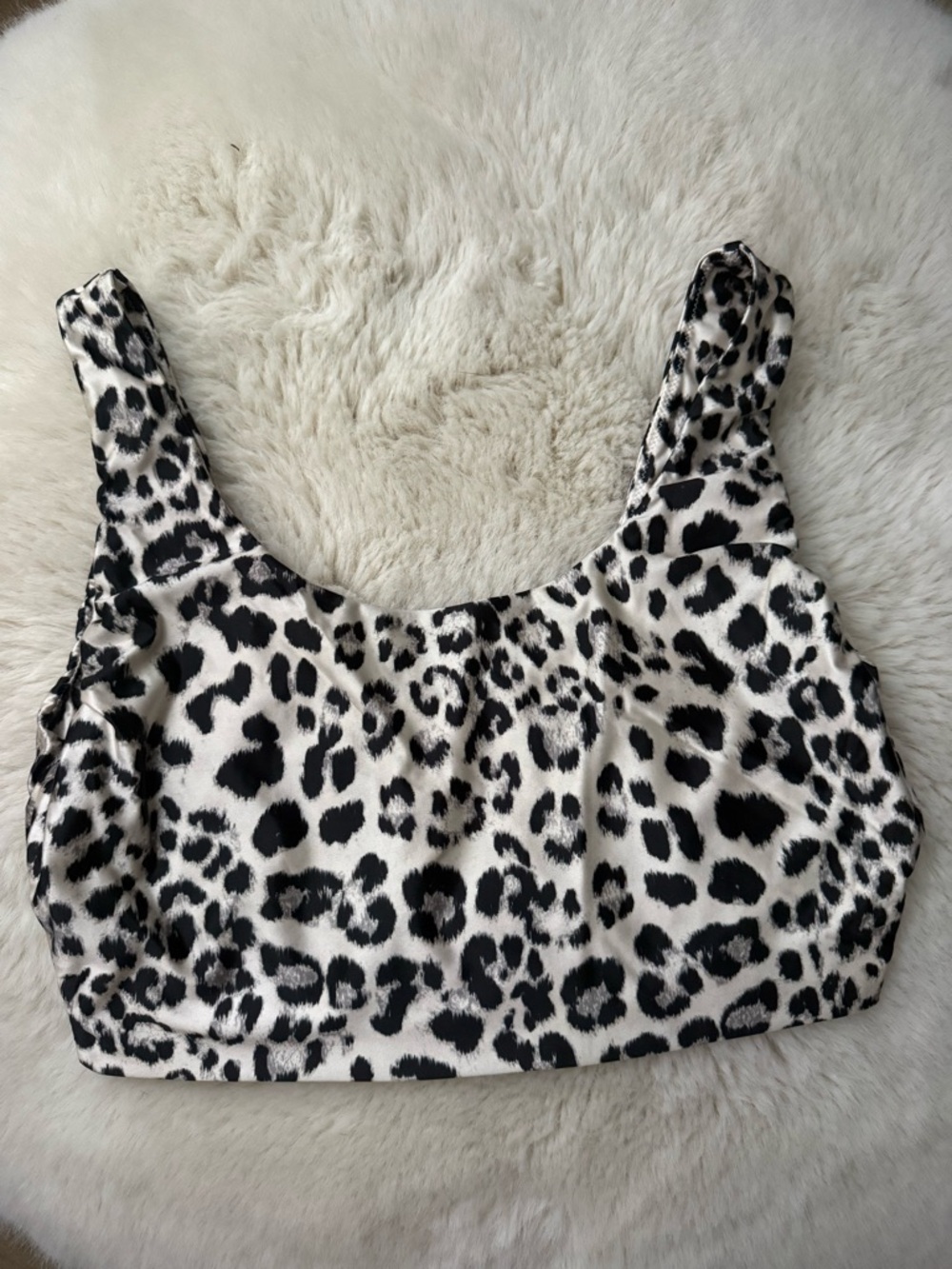 Leopard Print Scoop Neck Tank Top - Black & White